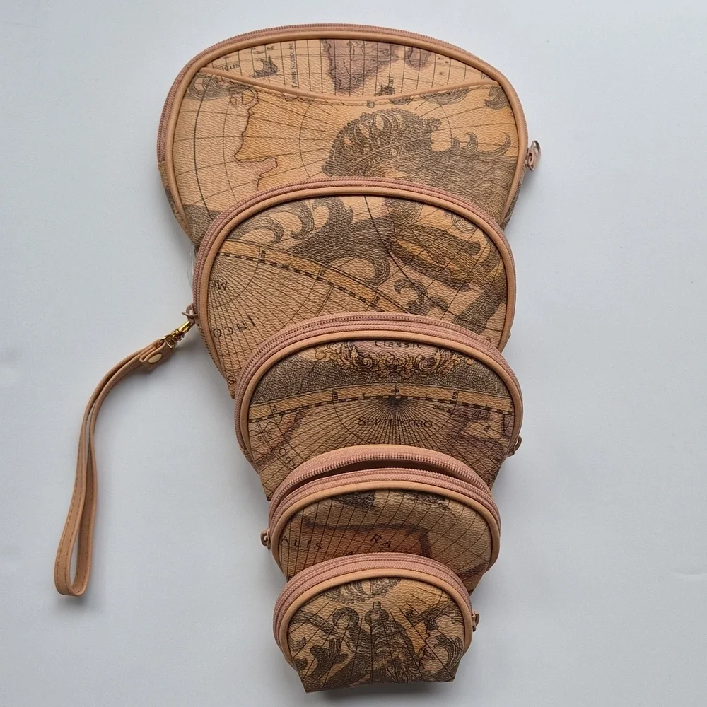 Elka Vintage World Map 5 Nesting Pouches